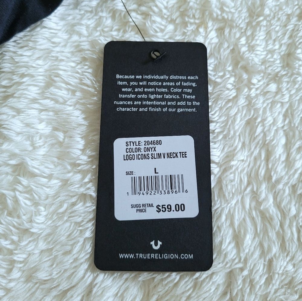 True Religion🙏 Logo Icons Slim Fit V-Neck Tee👕 - NWT - Picture 16 of 16